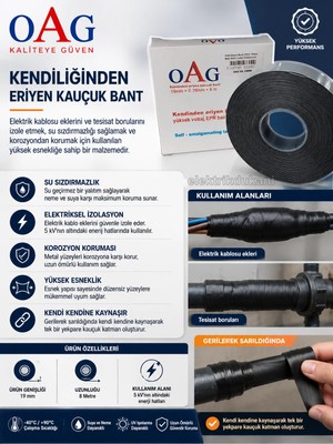 Oag Eriyen Bant 19X0.76MM 8mt (Dar) Kablo Izalasyonu Için Kendiliğinden Eriyen Bant