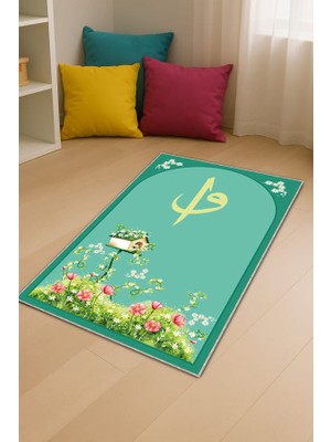 Viva Home Su Yeşili Harfli Unisex Çocuk Seccadesi CS15