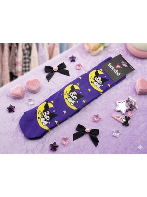 Socksbull Y2K Kawaii Karaktertemalı Pamuklu Mor Genç Kız-Çocuk Kolej Çorabı