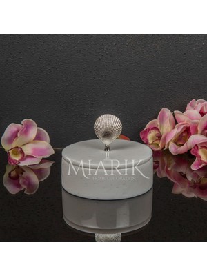 Miarik Design Dekoratif Mermer Pirinç Kulplu Dekoratif Kutu