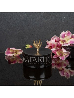 Miarik Design Dekoratif Mermer Pirinç Kulplu Dekoratif Kutu