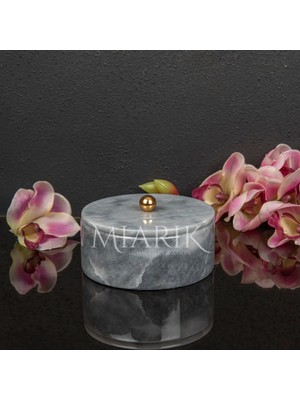 Miarik Design Dekoratif Mermer Pirinç Kulplu Dekoratif Kutu