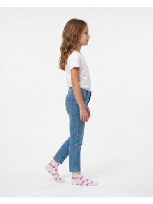Socksbull Coquette Tarzı Yazı Nakışlı Pamuklu Beyaz Kadın-Genç Kız-Çocuk Kolej Çorabı