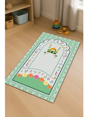 Viva Home Su Yeşili Harfli Unisex Çocuk Seccadesi CS27