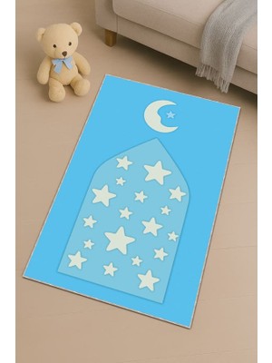 Viva Home Mavi Hilal Yıldız Unisex Çocuk Seccadesi CS21