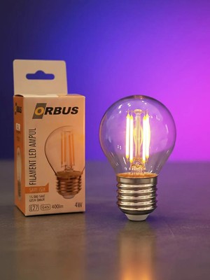 Orbus GC45 4W Filament Bulb Mini Top Şeffaf E27 300LM Ampul - 2700K Sarı Işık