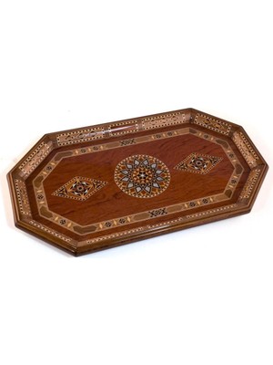 Helena Wood Art Tiryaki Bombe Orta Tepsı (48X28X3 Cm)