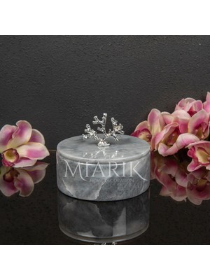 Miarik Design Dekoratif Mermer Pirinç Kulplu Dekoratif Kutu