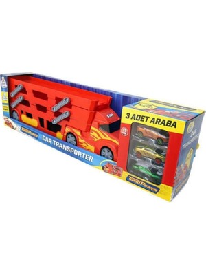 King Toys Kırmızı Arabalı Üç Katlı Tır 3 Adet Araba İçeren Eğlenceli Oyuncak Araç