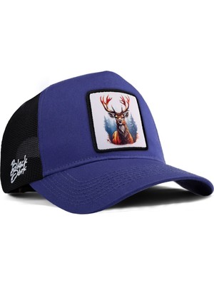 BlackBörk Geyik Logolu Siyah-Mavi Trucker Şapka