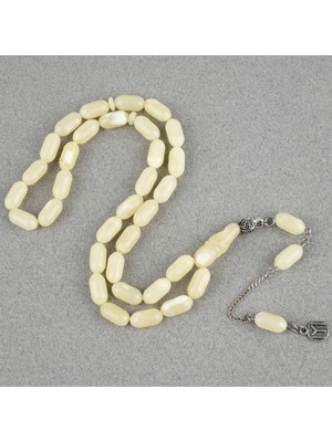 Lapisdo Rus Kaya Damla Kehribar 925AYAR Gümüş Püskül Arpa Kesim Kesim 6X12MM Tesbih