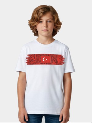 Alg Life Ay Yıldız Milli Takım Taraftar Çocuk Tişört - Beyaz Soft %100 Pamuk