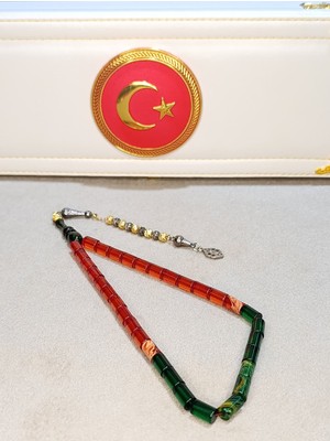 Halil Koçak Ateş Kehribar Tesbih Karışık Renkli Usta Yapımı