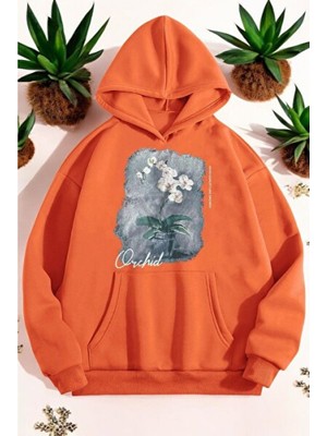 Empressco Orkide Tuval Baskılı Unisex Oversize Sweatshirt