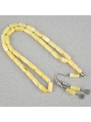 Lapisdo Rus Kaya Damla Kehribar 925AYAR Gümüş Püskül Arpa Kesim Kesim 6X14MM Tesbih
