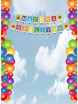 Promisebackdrop2 200X250CM Ek Dikişli, Macera Başlıyor, Okul Etkinlik Kumaş Fon