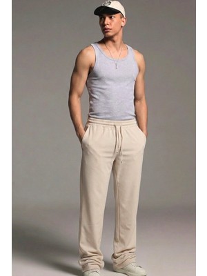 Comstar Erkek Esnek Casual Krem Baggy Pantolon