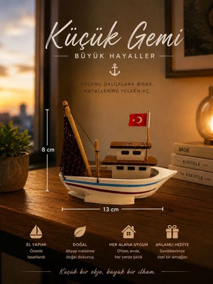 Seymen Bıçakçılık Dekoratif Ahşap Balıkçı Gemisi Maketi | Marin Temalı Ev ve Ofis Dekoru