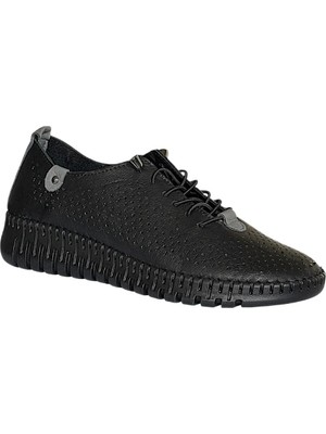 Cex 26Y NBL15 Siyah/gri Kadın Comfort Deri Ayakkabı