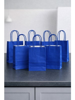 Parti Pera 12 Adet Mini Büküm Saplı Mini Kraft Karton Çanta Hediyelik 15X11X6 cm