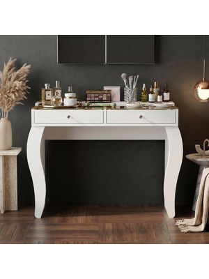 Variant Mobilya Lotus Camlı Makyaj Masası - Beyaz