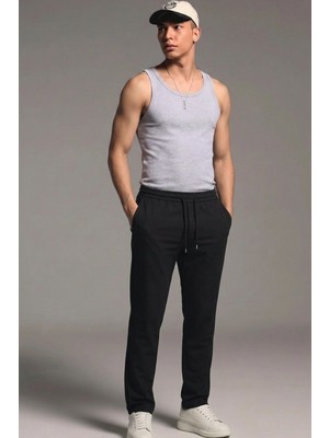 Comstar Erkek Esnek Casual Siyah Baggy Pantolon