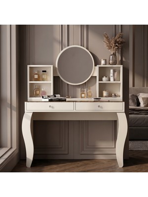 Variant Mobilya Lotus Camlı Aynalı Makyaj Masası - Krem