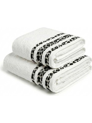 Mira Home 2 Parça Banyo Havlu Seti %100 Pamuk 70X140+50X90 cm Savana Beyaz
