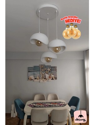 Beton Görünümlü 3'lü Sarkıt Avize, Iskandinav Tarzı Bohem Sarkıt Avize (Bioplastik) E27