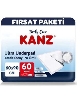 Kanz Ultra Yatak Koruyucu 60 Adet 60 x 90 cm Yıkanabilir Sıvı Geçirmez Emici Özellikte