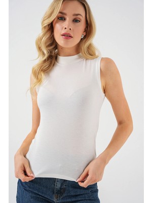 Hiccup Kadınlar Bdart Dar Kesim Yarım Yüksek Yakalı Bodysuit Fildişi Doğal