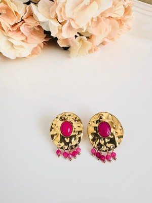 Devi Fashion Çelik Doğal Taşlı Vintage Küpe 3 cm