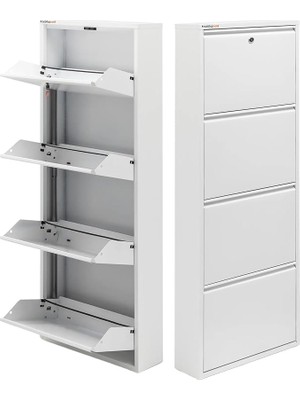 Yıldırım Store Kilitli Metal Ayakkabılık - Ölçü Seçeneği Mac4-4 Kapaklı - 50X15X136 H