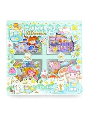 Die Grup Sevimli Kız Tasarımlı 100'LÜ Şeffaf Sticker