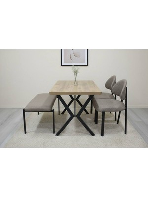 Ades Bench 2 Sandalye Mutfak Setı 2+1