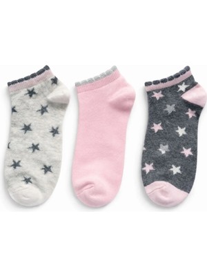 Solde Socks 3’lü Set Kız Çocuk Pamuklu Çorap – Yıldız Desenli, Günlük Kullanım, Kaliteli