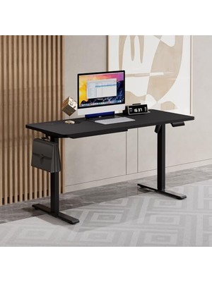 Die Grup Şeker Ofisi - Elektrikli Yüksekliği Ayarlanabilir Ergonomik Bilgisayar & Çalışma Masası - Tek Motorlu (2 Hafızalı) (Siyah, 120 * 60)