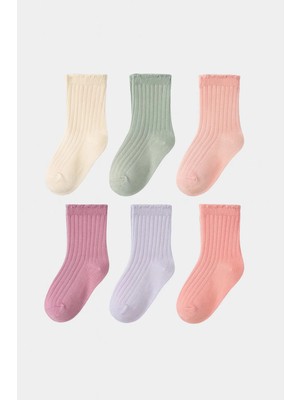 Solde Socks 6’lı Kız Çocuk Pamuklu Pastel Renk Uzun Çorap Seti – Yumuşacık Dokusu ile Her Adımda Sıcaklık ve Zarafet!