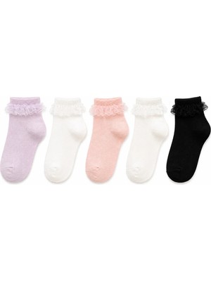 Solde Kız Çocuk 5 Çift Yazlık Tüllü Patik Çorap Seti 🧦🎀🌸