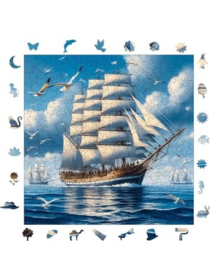 Die Grup Ahşap Puzzle Yetişkin - Yelkenli Efsanesi - 353 Parça, 29 x 29 cm - Yapıştırıcı Folyo Dahil - Benzersiz Şekilli Parçalar & Özel Figürler - S1-08