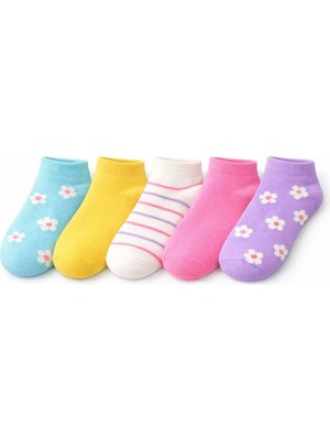 Solde Socks 5’li Çocuk Pamuklu Günlük Çorap – Renkli & Çiçek Desenli, Yumuşak Dokulu, Kaliteli