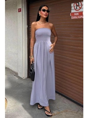 Lune Store Göğsü Gipeli Straplez Elbise 2878