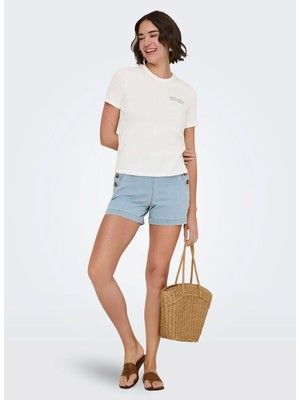 Only Kırık Beyaz Kadın Desenli T-Shirt Onlmıra S/s Emb T-Shırt Sud Jrs