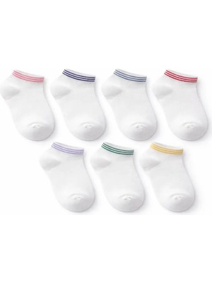 Solde Socks 7’li Çocuk/genç/yetişkin Pamuklu Günlük Çorap – Çizgili & Düz Renk Kombin, Yumuşak Dokulu, Kaliteli