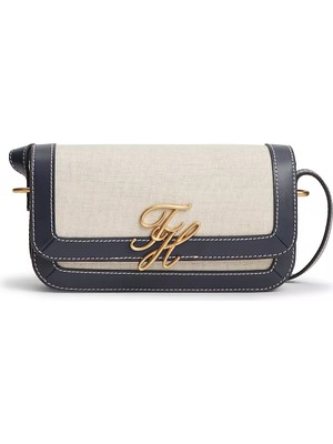 Tommy Hilfiger Kadın Deri Metal Toka Kapamalı Ayarlanabilir Kayış Lacivert Omuz Çantası AW0AW18737-DW6