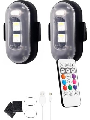 Die Grup Unichrome Uzaktan Kumandalı 2'li Çakar Led/şarjlı Mini LED Işık/drone Işığı/anti Çarpışma Uyarı Işığı