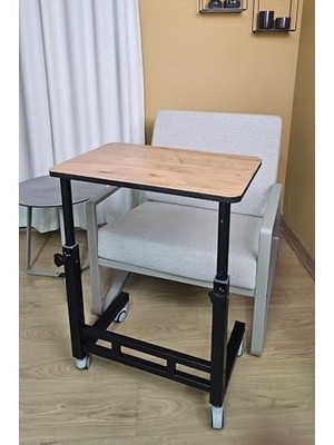 Die Grup Yükseklik Ayarlı Laptop Masası - Çalışma Masası (40X60 cm Mdf Tablalı/tekerlekli)
