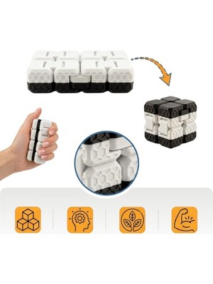 Die Grup Taraftar Rengini Seç Fidget Cube - (Siyah - Beyaz) - Dayanıklı Stres Küpü ve Konsantrasyon Aracı