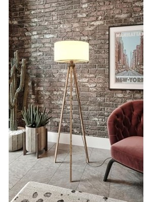 Die Grup Tripod Lambader 3 Ayaklı – Modern Dekoratif Ayaklı Lamba, E27 Duy Uyumlu, Mdf Ahşap Ayaklı Salon ve Yatak Odası Aydınlatma (Kahverengi, 120 Cm)          [enerji Sınıfı A]