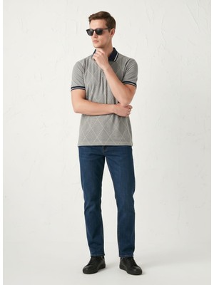 Giyim Dünyası Erkek Baklava Desenli Polo Yaka Tshirt Gri